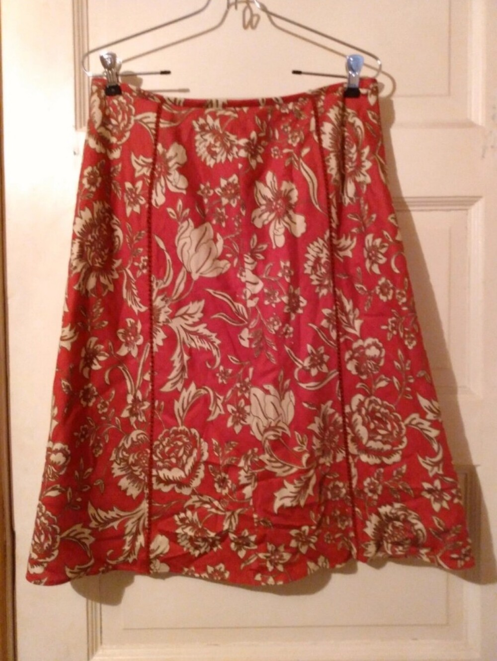 Vtg Full Aline Cottagecore Silk Natural Fiber Floral Skirt